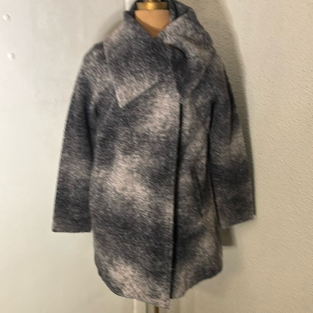 Nanette Lepore Gray Wool Mohair Swing Coat Jacket M Winter Mobwife Grandmacore